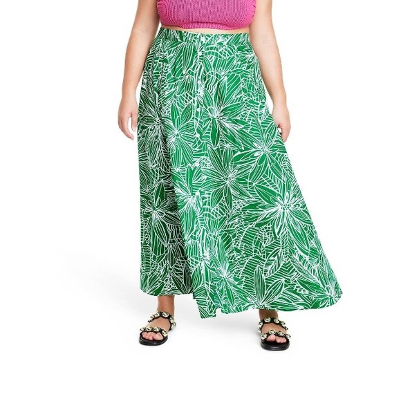 Tabitha Brown Target Linear Floral Print Maxi Skirt - Picture 1 of 2